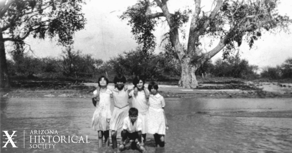 AHS Collections Urias and Castelan Children at the Santa Cruz River, circa 1925